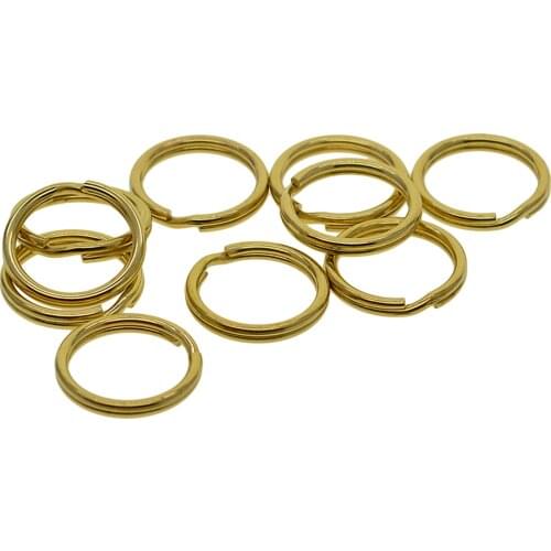10 Pcs 20mm Solid Color Brass Split Ring Key Chain Hook Fob Holder Hardware