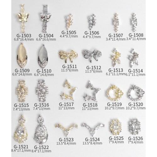 10pcs/lot 3D Bow Star Zircon Crystals Alloy Rhinestones Jewelry Nail Art Decorations Nails Accessories Charms Supplies G1503