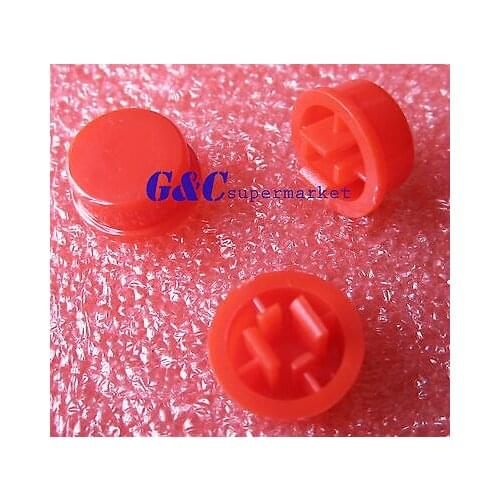 100pcs Red Round Tactile Button Caps For 12*12*7.3mm Tact Switches