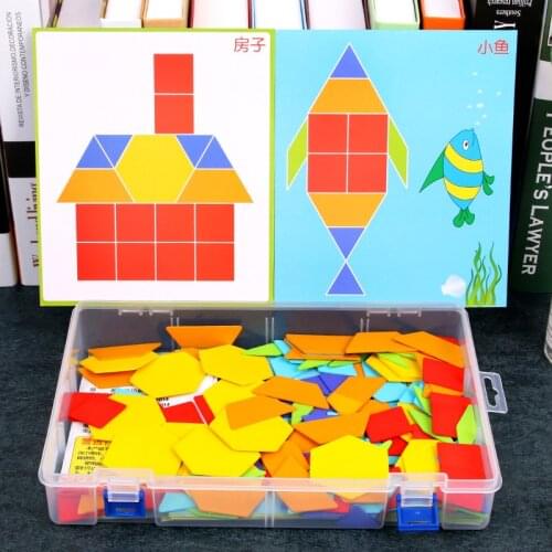 170 pcs/set Colorful Wooden Tangram Puzzle Toys Geometric Shape Game Funny Creativity Jigsaw Baby Preschool Educational Kids Toy