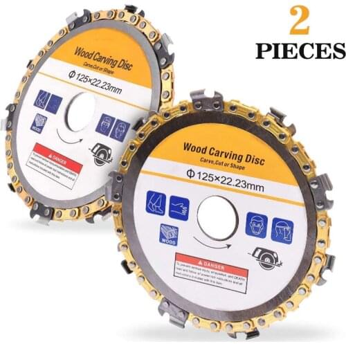 2Pcs Grinder Chain Wheel 5 Inch Carbide Cutting Blade Angle Grinder Accessories Hardware Parts for Cutting Plastic Wood Carving