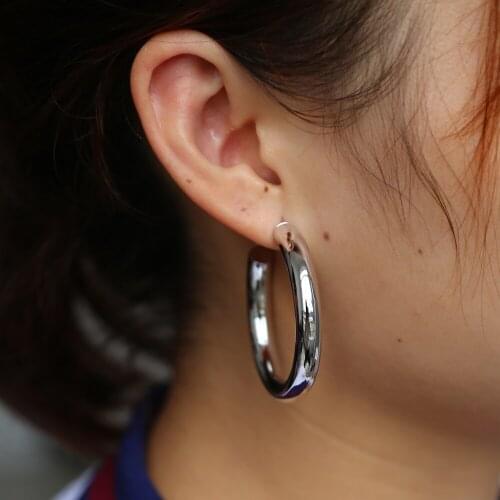 2019 Fashion Round smooth no stone 6*45MM hollow Hoop Earrings for Women Gold Color Earrings simple round fashion earr jewelry