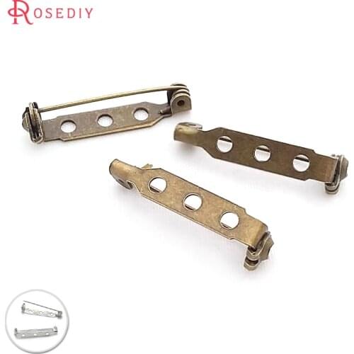 30268)50PCS Length 25MM 33MM Antique Bronze Iron Safe Fasten Brooch Base Brooch Pins Brooch Back Jewelry Findings Accessories