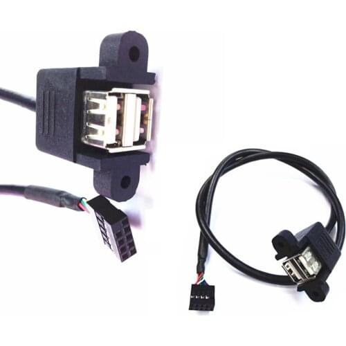 50cm Dual USB 2.0 A female panel mount - 10P 0.1" header motherboard cable
