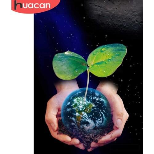 HUACAN Diamond Painting Full Round Square Tree Landscape Seedling 5D DIY Diamond Embroidery Sale Hand Earth Mosaic Wall Art