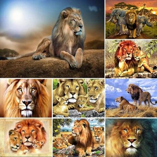 5D DIY Diamond Painting Cross Stitch Kit Animals Lion Diamond Embroidery Mosaic Rhinestones Home Decoration Gift