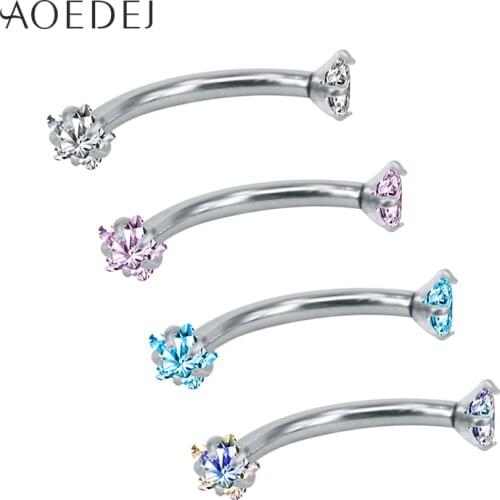 AOEDEJ 8-10mm 16g Star Eyebrow Piercing Jewelry Stainless Steel Rhinestone Crystal Tragus Bar Piercing Helix Ear Piercings Rings