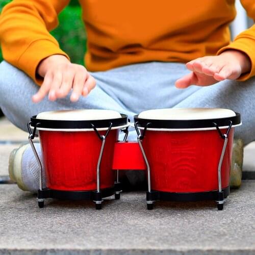 Bongo Drum Solid Wood Goatskin Drumhead for Musical Rhythm Toys Gifts Christmas Present