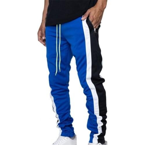 Summer Men Pants Casual Drawstring Contrast Color Skinny Zipper Pockets Male Pants Sweatpants Bottoms Jogger Trousers