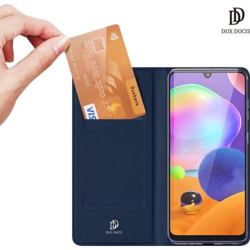 For Samsung Galaxy A31 DUX DUCIS Skin Pro Series Flip Cover Luxury Leather Wallet Case Full Good Protection Steady Stand