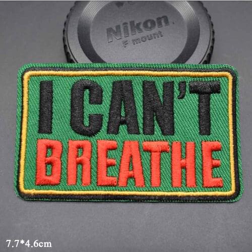 Black Lives Matter African Girl I can't Breathe George Floyd System No Racism Iron On Embroidered Clothes Patches For Clothing