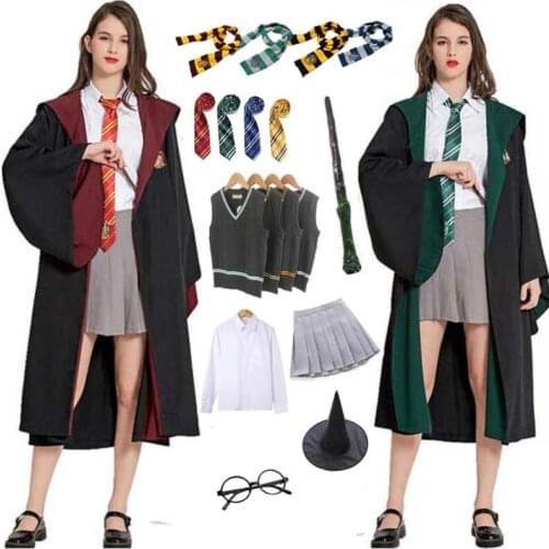 Children Women Halloween Costume Magic School Robe Cloak Uniform Unisex Granger Green Red Blue Cloak Costume