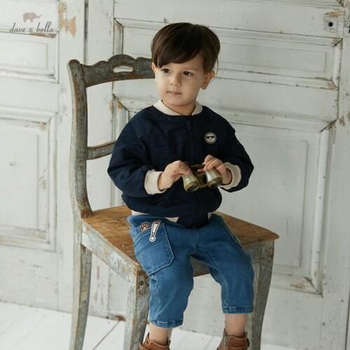 DB20120 dave bella winter baby unisex fashion cartoon pockets coat children girls boys tops infant toddler outerwear