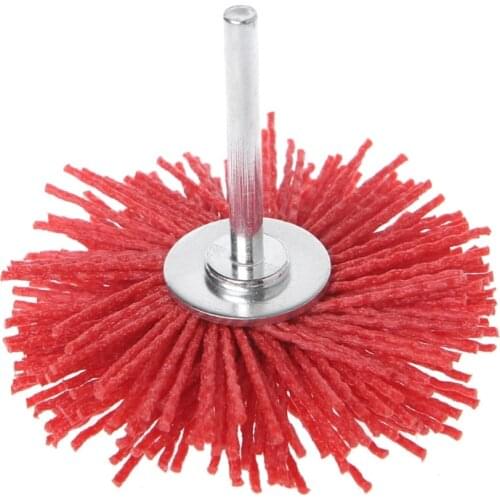 Deburring Abrasive Steel Wire Brush Head Polishing Red Nylon Wheel Cup Shank