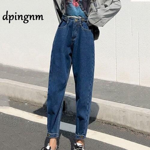 Jeans for Women Loose Vintage Female Fashion Women High Waist Button Harem Pants Casual Jeans Plus Size