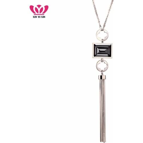 Elegant Long Tassel Pendant Necklace For Women Big Glass Sweater Chain Necklace Moms Gift Fashion Female Jewelry Dropship