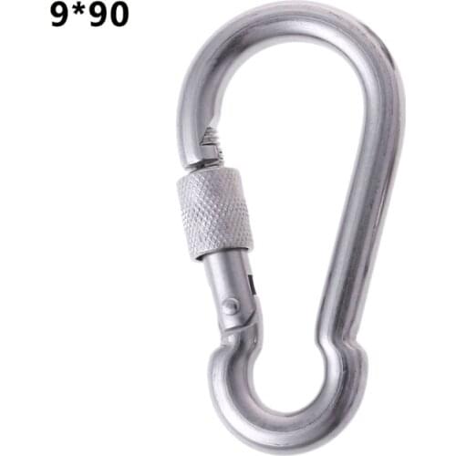 F2TC Stainless Steel Carabiner With Screw Lock Snap Hook Safety Buckle EDC Keychain