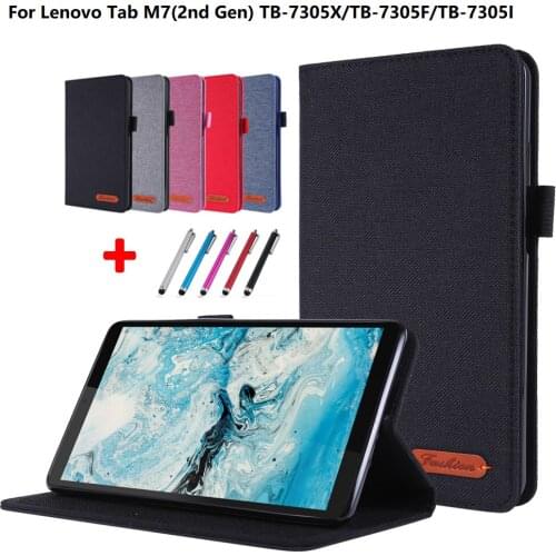 Flip Cover For Lenovo Tab M7 Case 2nd Gen TB-7305X TB-7305F TB-7305I Tablet For Lenovo Tab M7 M 7 7.0 Case Cloth Funda 7305 +Pen