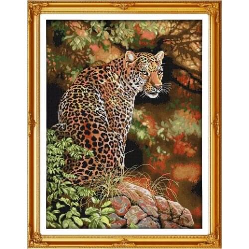 Cheetah (2) Printed Cross Stitch Patterns Kits Canvas Embroidery Needlework Set 11CT 14CT Diy Handmade Craft Home Decor Painting