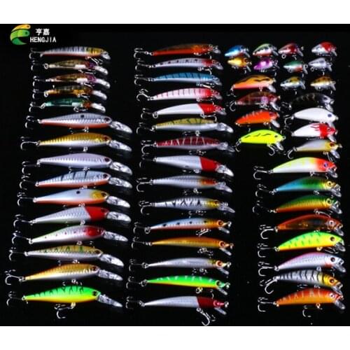 HENGJIA 56pcs/lot 8 Models Fishing Lures Minnow Crank Pencil lure and Hard bait 56 Colors Wobblers Fishing Tackle Wholesale