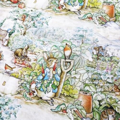 Digital Printing Cotton Fabric Cute Rabbit Printed Fabric Sewing Material Patchwork Hometextile Cushion Cover DIY Kids Clothes