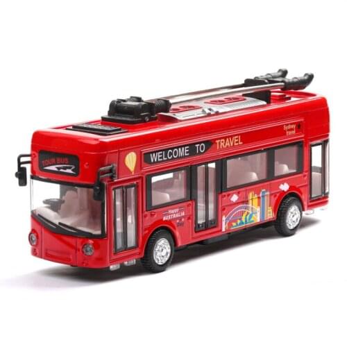 Car model alloy tram retro simulation car model bus sightseeing car childrens toys childrens birthday gift