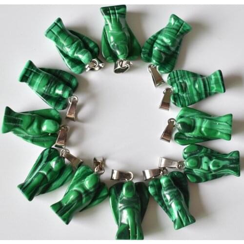 Wholesale 20pcs/lot Fashion hot selling good quality malachite stone Carved Angel Pendants charm for jewelry jewelry making Free