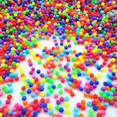 Wholesale 3mm 5mm Fluorescent Colors Mixed Acrylic Matte Neon Spacer DIY Round Beads for DIY Jewelry Making AC-38