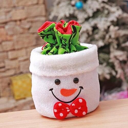 Gift Bag For Christmas Merry Drawstring 2 Styles Santa Claus Candy Bag Elk Ornament Presents Bag Snowman Xmas Decoration