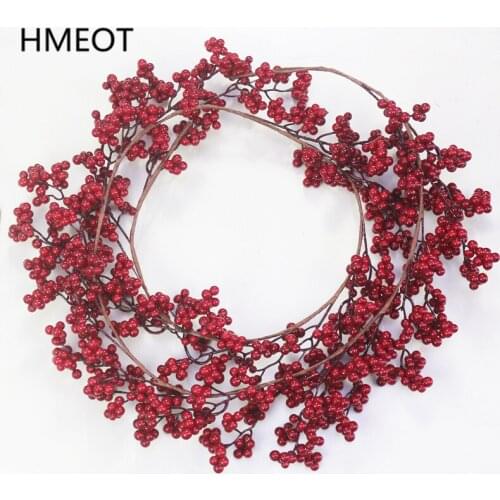 Christmas Berry Vine Garland Artificial Fruits Green Plants Vine with Red Berry Hanging Wall Door Home Garden Halloween Decor