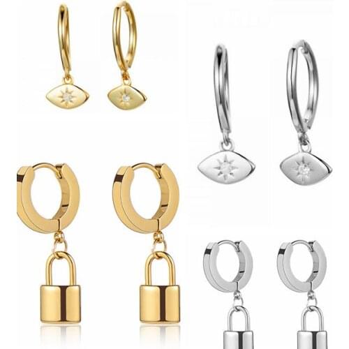 925 Silver Ear Buckle Creativity Sun and Lock Hoop Earrings Women Huggies Loops pendant Clips Tiny Fashion Rock Punk Jewels Gift