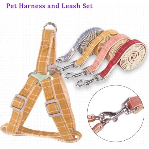 New Pet Leash Vest Type Harness Dog Walking Leash for Small Medium Dogs Fashion Plaid Nylon Dog Chain Harness Dog Supplies