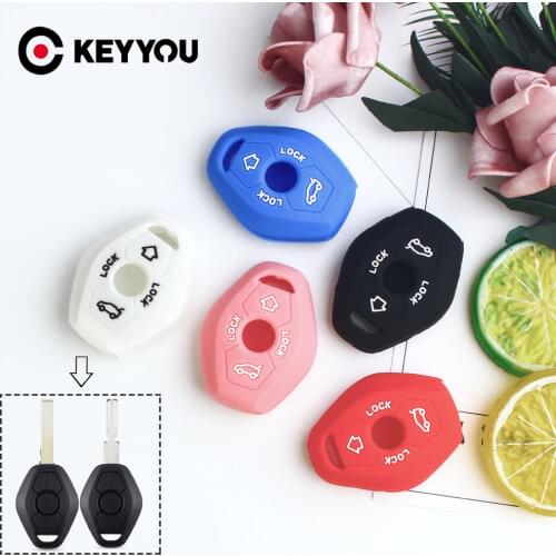 KEYYOU Silicone Key Cover Case For BMW EWS System X3 X5 Z3 Z4 1/3/5/7 Series For BMW E36 E38 E39 E46 E53 E60 E61 E63 E64 E81 E83