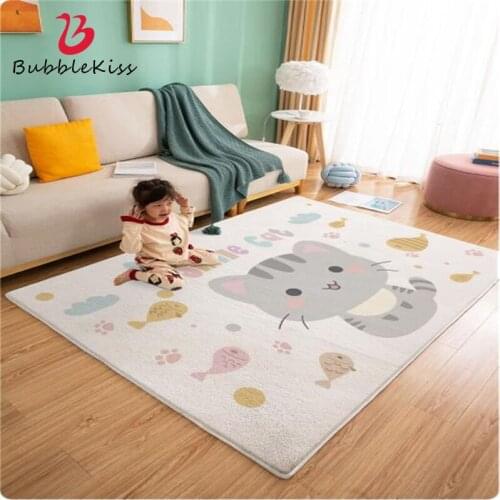 Bubble Kiss Thickened Sponge Area Rug for Living Room Cartoon Cat Pattern Carpet Home Kids Play Comfortable Bedside Door Mats