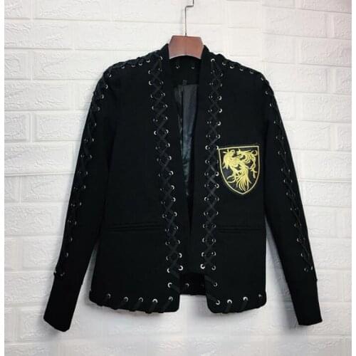 Wearing rope jacket 2020 new mens small suit hair stylist youth suit wedding photography clothing DJ Jacket