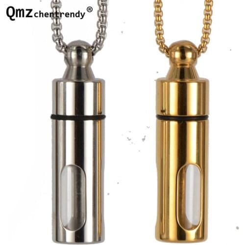 High quality Openable Jewelry Stainless Steel perfume bottles Glass Pendant Necklaces essential oil bottles Necklace Ash Jewelry