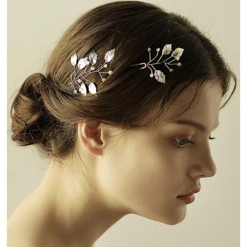Wedding Hair accessories decoration Vintage Leaves Silver Gold Handmade Hair pin set Banquet Feast Party Bride Headwear women