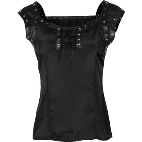 WYS.JL Womens Summer Sexy Fashion Black Brown Stitching Sleeveless Gothic Style Corset