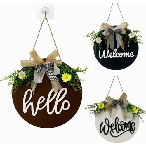 Welcome Hello Sign Wooden Hanging Tags Gift Wood Hanging Plaque Friendship Sign Decoration