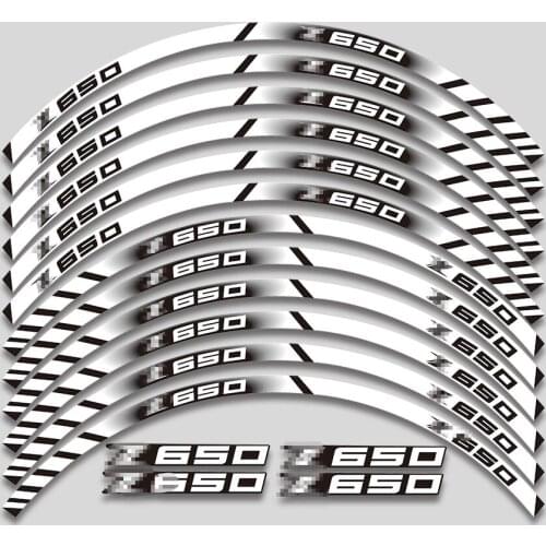 12 Pcs Motorcycle Reflective tire decals Wheels Moto Stickers decoration protection rim sticker For Kawasaki Z650 z 650