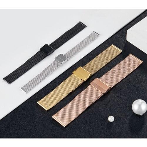 26 mm Fashion Mesh Watch Band Classic Stainless Steel Wristwatch Replacement Strap Men Women Universal Adjustable Wrist Band