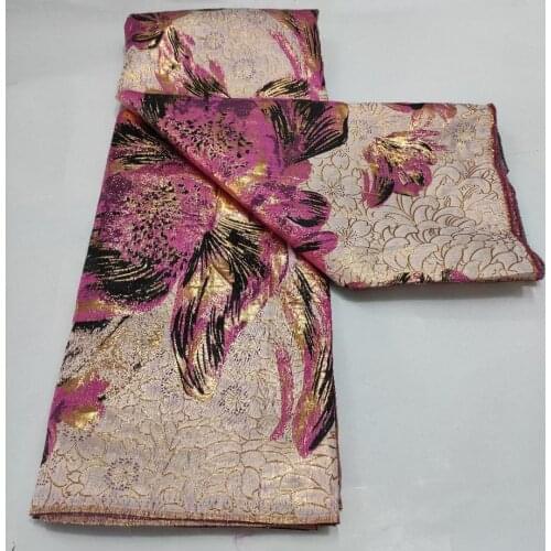 5Yards African Brocade Jacquard Fabric New Floral Damask Material Nigerian DIY Cloth Africaine Dentelle Tissu For Dress DJB16