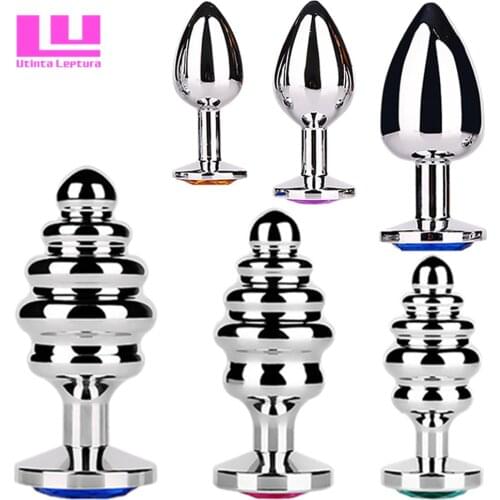 Stainless Steel Butt Plug Anus Massager Spiral Beads Stimulation Thread Anal Sex Toy for Adult Couples SM Products
