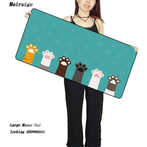 Mairuige Cats Paw Cartoon Large Game Mouse Pad 900*300 High Quality with Edge Locking Speed Version Game Keyboard Pad for Gamer