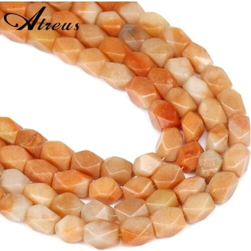 Atreus 10x14mm Red Aventurine Natural Stone Beads Irregular Faceted Square Loose Beads For Fashion Jewelry Making Accessories