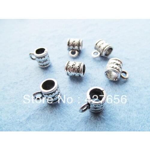 50pcs Antique Silver tone Bails Beads Connector Pendant Cham Finding,Fit Charm Bracelet Necklace,DIY Accessory Jewellry Making