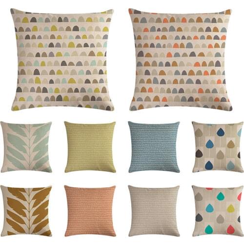 Glass color pattern cushion cover maple leaf pillow cover linen car chair sofa pillow cover home decoration 45x45cm
