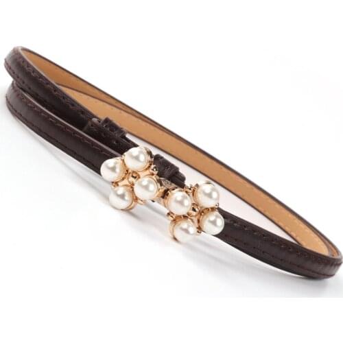 Flowers Pair Buckle Girdle Female Decorative Dress Korean Trousers Fashion Skirt with Shiny Small Leather Belt