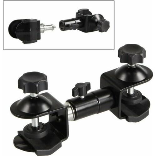 Dual Double Heavy Duty C Clamp U Clip Bracket For Photo Studio Boom Light Stand