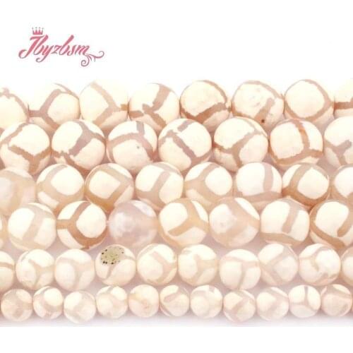 DZI Tibetan Beads Round Faceted White Agates Football Beads Natual Stone Beads For DIY Necklace Bracelet Jewelry Making 15"